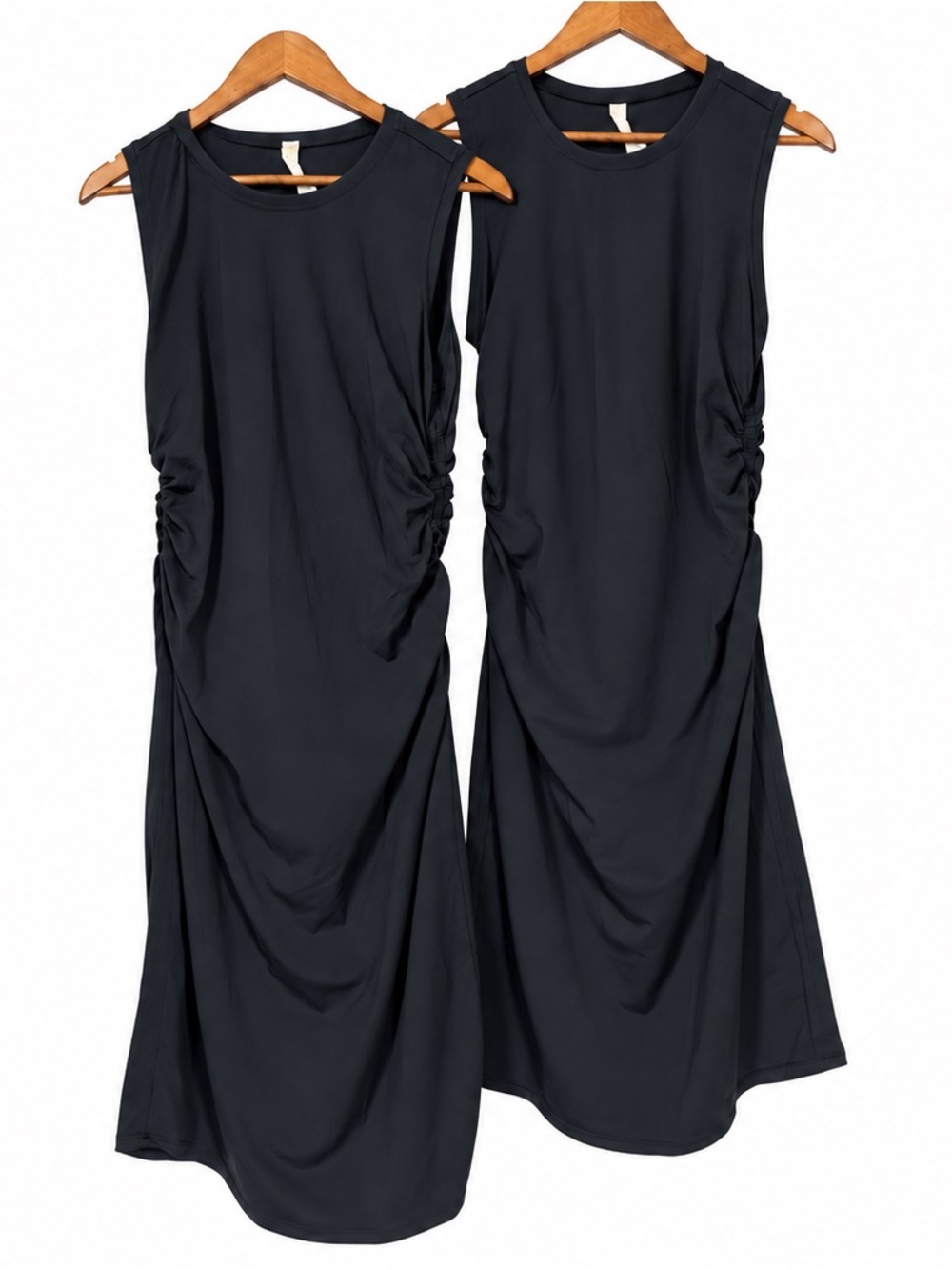 CRZ YOGA Ruched Midi Dresses Size L Lot of: Black/Navy